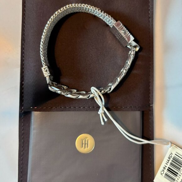 John Hardy Icon Link 12 mm Flat Chain Bracelet Push Clasp Sterling Silver NWT - Picture 2 of 12